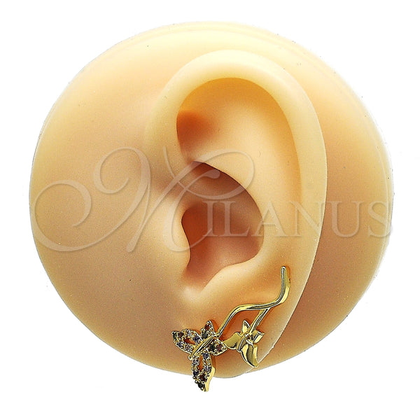 Earcuff 02.210.0699.1 Oro Laminado, Diseño de Mariposa, con Multicolor Micro Pave, Pulido, Tono Dorado