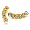 Earcuff 02.210.0700 Oro Laminado, Diseño de Corazón, con Blanca Zirconia Cubica, Pulido, Tono Dorado