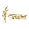 Earcuff 02.210.0701.1 Oro Laminado, Diseño de Oja, con Multicolor Zirconia Cubica, Pulido, Tono Dorado
