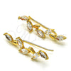 Earcuff 02.210.0701.1 Oro Laminado, Diseño de Oja, con Multicolor Zirconia Cubica, Pulido, Tono Dorado