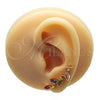 Earcuff 02.210.0701.1 Oro Laminado, Diseño de Oja, con Multicolor Zirconia Cubica, Pulido, Tono Dorado