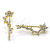 Earcuff 02.210.0702 Oro Laminado, Diseño de Flor, con Blanca Micro Pave, Pulido, Tono Dorado