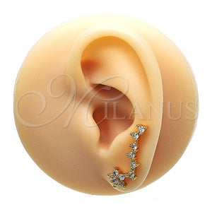 Earcuff 02.210.0702 Oro Laminado, Diseño de Flor, con Blanca Micro Pave, Pulido, Tono Dorado