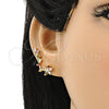 Earcuff 02.210.0702.1 Oro Laminado, Diseño de Flor, con Multicolor Micro Pave, Pulido, Tono Dorado