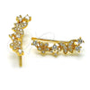Earcuff 02.210.0704 Oro Laminado, Diseño de Mariposa y Flor, con Blanca Micro Pave and Blanca Zirconia Cubica, Pulido, Tono Dorado