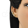 Earcuff 02.210.0704.1 Oro Laminado, Diseño de Mariposa y Flor, con Multicolor Zirconia Cubica and Blanca Micro Pave, Pulido, Tono Dorado