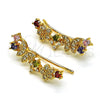 Earcuff 02.210.0704.1 Oro Laminado, Diseño de Mariposa y Flor, con Multicolor Zirconia Cubica and Blanca Micro Pave, Pulido, Tono Dorado