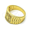 Anillo de Hombre 01.380.0018.12 Oro Laminado, Diseño de Crucifijo, Pulido, Tono Dorado (Size 12)