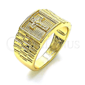 Anillo de Hombre 01.380.0018.12 Oro Laminado, Diseño de Crucifijo, Pulido, Tono Dorado (Size 12)