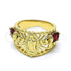 Anillo Multi Piedra 01.380.0020.2.08 Oro Laminado, Diseño de Guadalupe y Elefante, con Granate and Negro Zirconia Cubica, Pulido, Tono Dorado (Size 8)