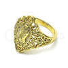 Anillo Elegante 01.380.0021.07 Oro Laminado, Diseño de Guadalupe, Pulido, Tono Dorado (Size 7)
