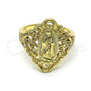 Anillo Elegante 01.380.0021.08 Oro Laminado, Diseño de Guadalupe, Pulido, Tono Dorado (Size 8)