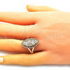 Anillo Elegante 01.380.0012.1.08 Oro Laminado, Diseño de Guadalupe y Flor, Pulido, Tono Dorado (Size 8)