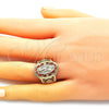Anillo Elegante 01.380.0024.09 Oro Laminado, Diseño de Guadalupe y Flor, Pulido, Tono Dorado (Size 9)