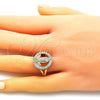 Anillo Multi Piedra 01.380.0026.08 Oro Laminado, Diseño de Guadalupe y Flor, con Blanca Zirconia Cubica, Pulido, Tono Dorado (Size 8)