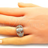 Anillo Multi Piedra 01.380.0027.07 Oro Laminado, Diseño de Guadalupe y Tortuga, con Blanca Zirconia Cubica, Pulido, Tono Dorado (Size 7)