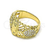 Anillo Multi Piedra 01.380.0027.07 Oro Laminado, Diseño de Guadalupe y Tortuga, con Blanca Zirconia Cubica, Pulido, Tono Dorado (Size 7)