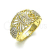 Anillo Multi Piedra 01.380.0027.09 Oro Laminado, Diseño de Guadalupe y Tortuga, con Blanca Zirconia Cubica, Pulido, Tono Dorado (Size 9)