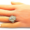 Anillo Multi Piedra 01.380.0030.09 Oro Laminado, Diseño de Guadalupe y Corazón, con Blanca Zirconia Cubica, Pulido, Tono Dorado (Size 9)