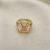 Anillo Multi Piedra 01.380.0031.08 Oro Laminado, Diseño de Mariposa, con Rosado and Blanca Zirconia Cubica, Pulido, Tono Dorado (Size 8)