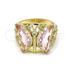 Anillo Multi Piedra 01.380.0031.09 Oro Laminado, Diseño de Mariposa, con Rosado and Blanca Zirconia Cubica, Pulido, Tono Dorado (Size 9)