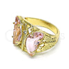 Anillo Multi Piedra 01.380.0031.09 Oro Laminado, Diseño de Mariposa, con Rosado and Blanca Zirconia Cubica, Pulido, Tono Dorado (Size 9)