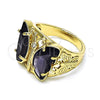 Anillo Multi Piedra 01.380.0031.1.09 Oro Laminado, Diseño de Mariposa, con Amatista and Blanca Zirconia Cubica, Pulido, Tono Dorado (Size 9)