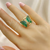 Anillo Multi Piedra 01.380.0031.2.07 Oro Laminado, Diseño de Mariposa, con Verde and Blanca Zirconia Cubica, Pulido, Tono Dorado (Size 7)