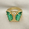 Anillo Multi Piedra 01.380.0031.2.07 Oro Laminado, Diseño de Mariposa, con Verde and Blanca Zirconia Cubica, Pulido, Tono Dorado (Size 7)