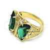 Anillo Multi Piedra 01.380.0031.2.08 Oro Laminado, Diseño de Mariposa, con Verde and Blanca Zirconia Cubica, Pulido, Tono Dorado (Size 8)
