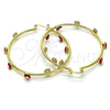 Argolla Grande 02.380.0106.50 Oro Laminado, Diseño de Ojo Griego, Esmaltado Rojo, Tono Dorado