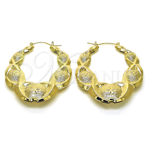 Argolla Grande 02.60.0157.50 Oro Laminado, Diseño de Besos y Abrazos y Flor, Pulido, Tono Dorado