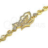 Pulsera Elegante 03.283.0185.07 Oro Laminado, Diseño de Mariposa, con Blanca Micro Pave, Pulido, Tono Dorado (07 MM Thickness, 7 Inches Length)