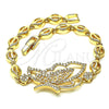 Pulsera Elegante 03.283.0185.07 Oro Laminado, Diseño de Mariposa, con Blanca Micro Pave, Pulido, Tono Dorado (07 MM Thickness, 7 Inches Length)