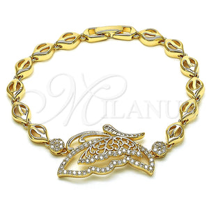 Pulsera Elegante 03.283.0185.07 Oro Laminado, Diseño de Mariposa, con Blanca Micro Pave, Pulido, Tono Dorado (07 MM Thickness, 7 Inches Length)