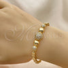 Pulsera Elegante 03.283.0186.07 Oro Laminado, con Blanca Micro Pave, Pulido, Tono Dorado (05 MM Thickness, 7 Inches Length)