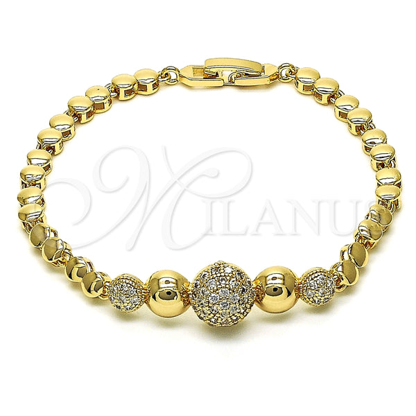 Pulsera Elegante 03.283.0186.07 Oro Laminado, con Blanca Micro Pave, Pulido, Tono Dorado (05 MM Thickness, 7 Inches Length)