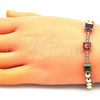 Pulsera Elegante 03.283.0129.1.07 Oro Laminado, con Multicolor Zirconia Cubica, Pulido, Tono Dorado (05 MM Thickness, 7 Inches Length)