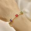 Pulsera Elegante 03.283.0129.1.07 Oro Laminado, con Multicolor Zirconia Cubica, Pulido, Tono Dorado (05 MM Thickness, 7 Inches Length)