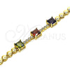 Pulsera Elegante 03.283.0129.1.07 Oro Laminado, con Multicolor Zirconia Cubica, Pulido, Tono Dorado (05 MM Thickness, 7 Inches Length)
