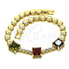 Pulsera Elegante 03.283.0129.1.07 Oro Laminado, con Multicolor Zirconia Cubica, Pulido, Tono Dorado (05 MM Thickness, 7 Inches Length)