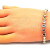 Pulsera Elegante 03.283.0190.07 Oro Laminado, con Multicolor Zirconia Cubica, Pulido, Tono Dorado (05 MM Thickness, 7 Inches Length)
