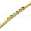 Pulsera Elegante 03.283.0190.07 Oro Laminado, con Multicolor Zirconia Cubica, Pulido, Tono Dorado (05 MM Thickness, 7 Inches Length)