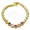 Pulsera Elegante 03.283.0190.07 Oro Laminado, con Multicolor Zirconia Cubica, Pulido, Tono Dorado (05 MM Thickness, 7 Inches Length)