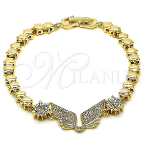Pulsera Elegante 03.283.0192.07 Oro Laminado, Diseño de Estrella de Davi, con Blanca Micro Pave, Pulido, Tono Dorado (06 MM Thickness, 7 Inches Length)