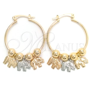 Argolla Mediana 02.58.0045.30 Oro Laminado, Diseño de Elefante, Pulido, Tres Tonos