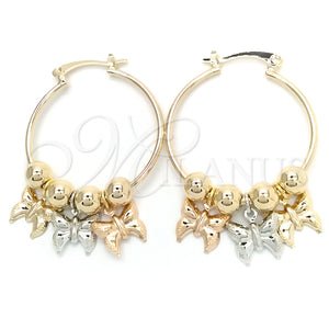 Argolla Mediana 02.58.0046.30 Oro Laminado, Diseño de Mariposa, Pulido, Tres Tonos