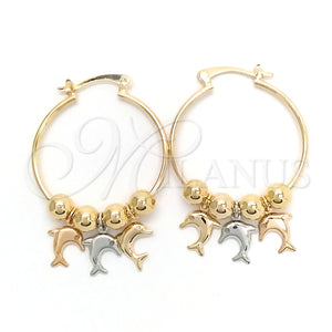 Argolla Mediana 02.58.0047.30 Oro Laminado, Diseño de Delfín, Pulido, Tres Tonos
