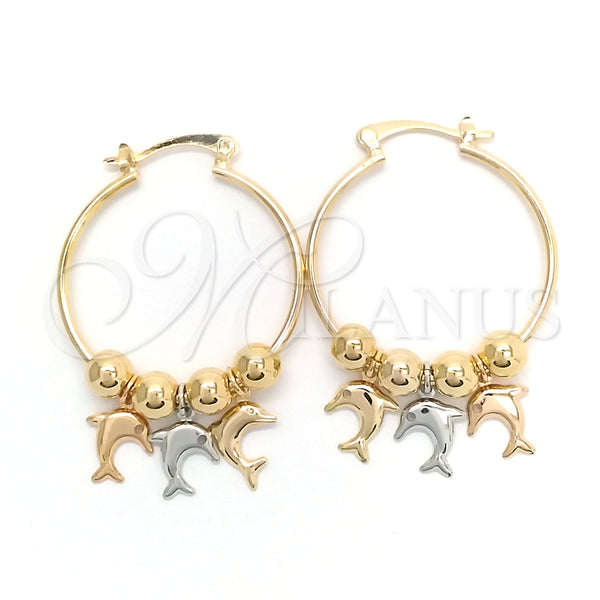 Argolla Mediana 02.58.0047.30 Oro Laminado, Diseño de Delfín, Pulido, Tres Tonos