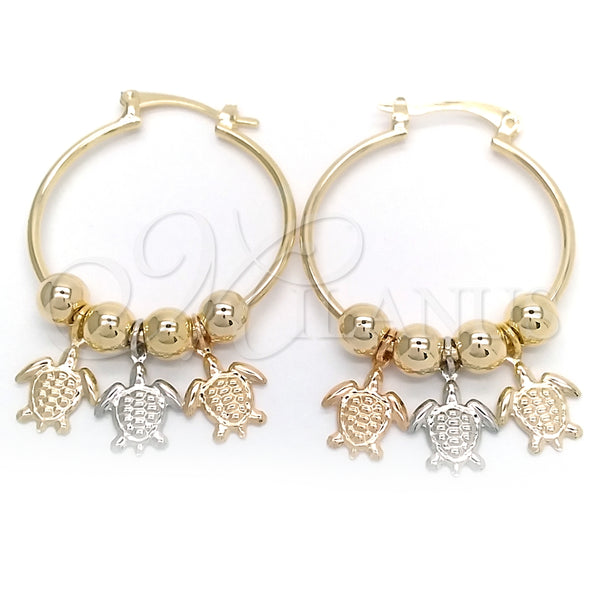 Argolla Mediana 02.58.0049.30 Oro Laminado, Diseño de Tortuga, Pulido, Tres Tonos
